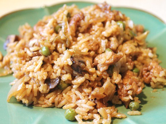For the slow cooker: Brown rice with mushrooms and vegetables