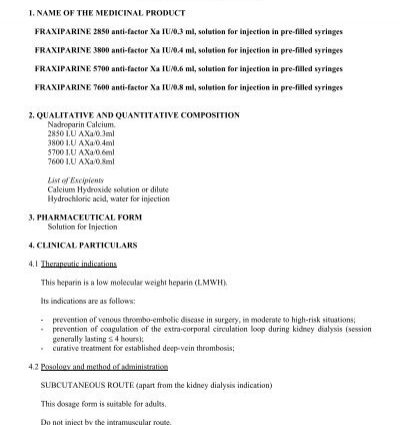 Fraxiparine &#8211; purpose, contraindications, warnings, side effects