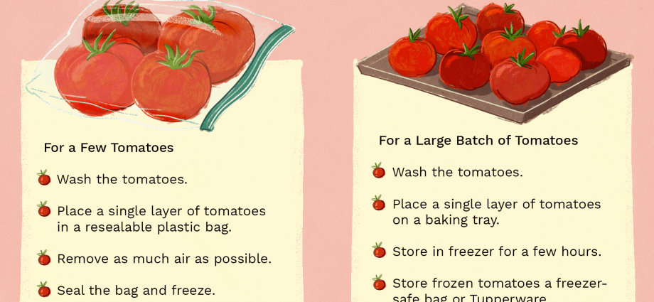 Freezing tomatoes for the winter at home