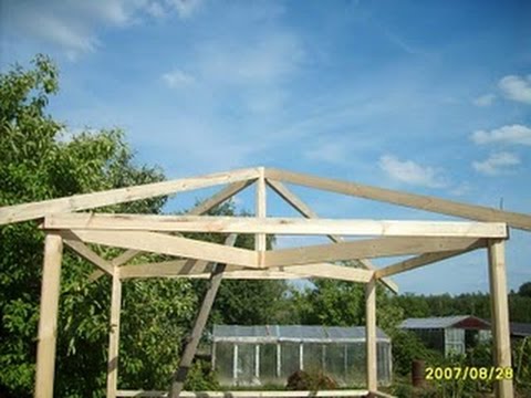 Gazebo with a hipped roof: photo + drawings