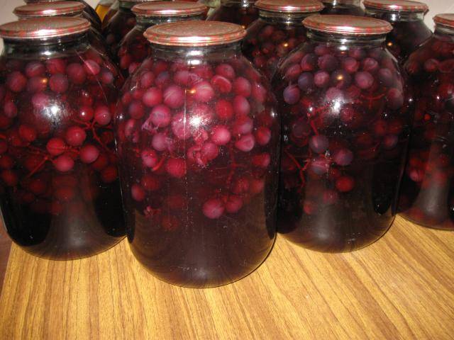 Grape compote for the winter without sterilization