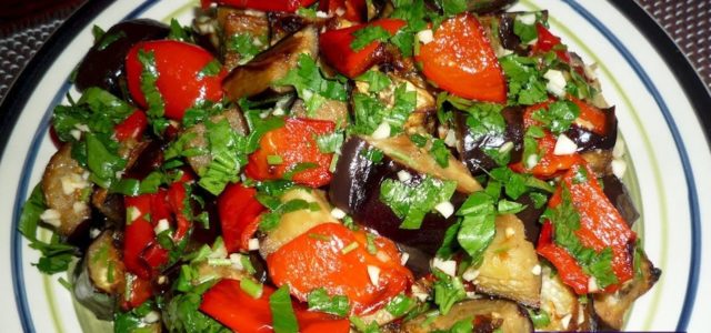 Greek salad with eggplant for the winter