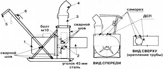 Homemade electric snow blower + blueprints, video