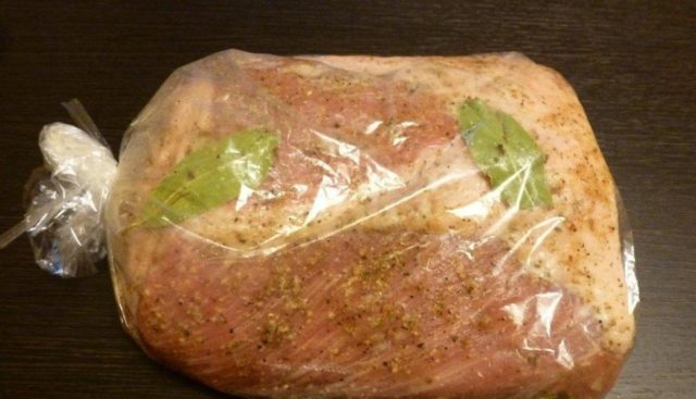 Homemade pork ham in the sleeve