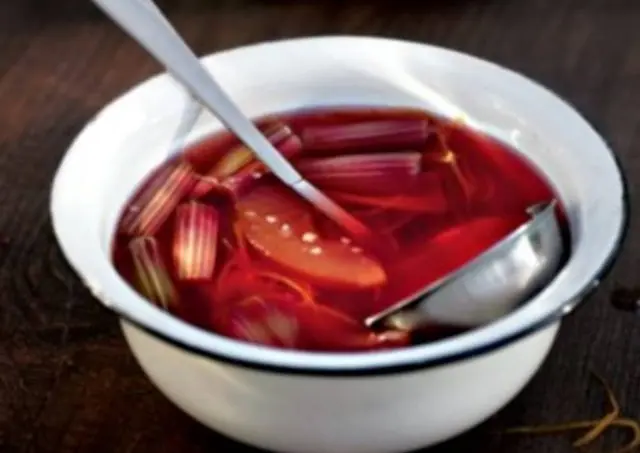 Homemade rhubarb wine