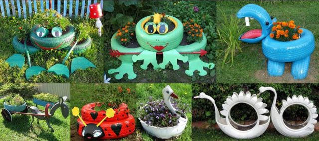 How and how to paint tires for a flower bed: interesting design ideas + photos