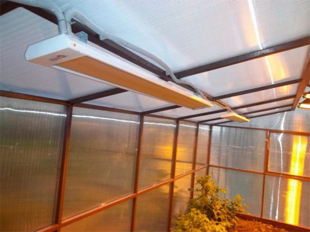 How to heat a polycarbonate greenhouse in spring: infrared heater, underground pipes, cable, air