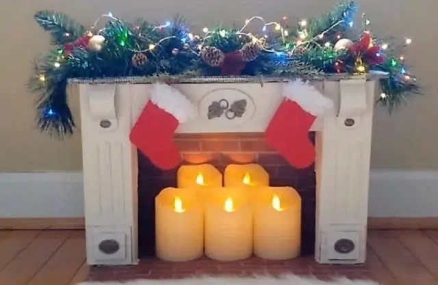 How to make a fireplace out of boxes for the New Year: photo, video