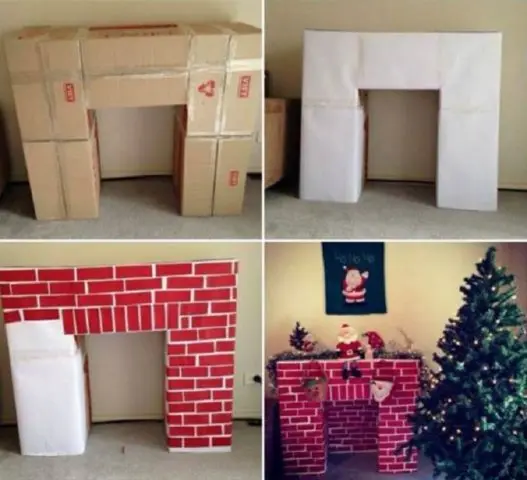 How to make a fireplace out of boxes for the New Year: photo, video