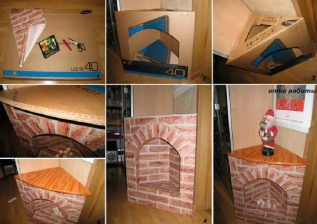 How to make a fireplace out of boxes for the New Year: photo, video