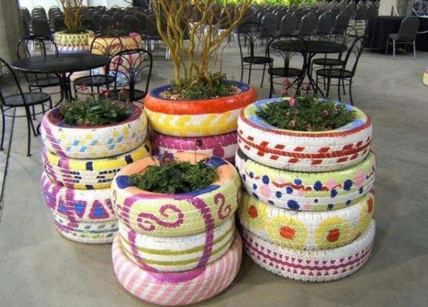 How to paint flower beds from tires yourself