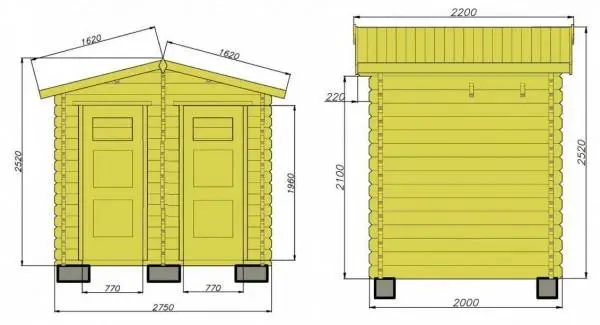 Hozblok for a summer residence with a shower and a toilet 