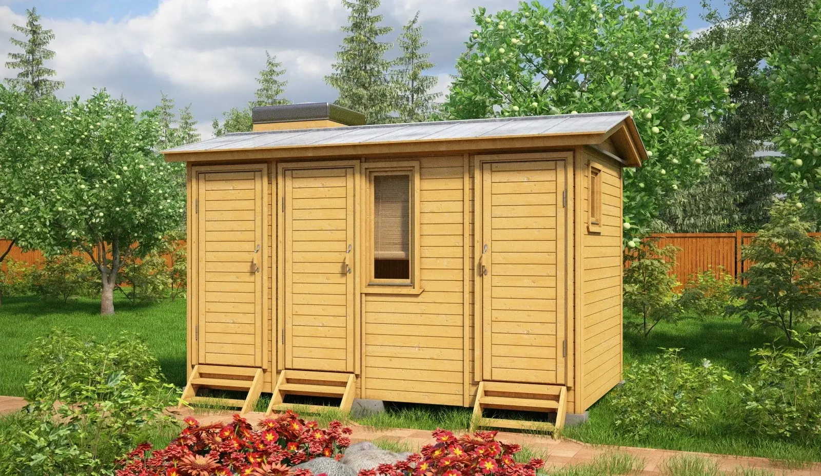 Hozblok for a summer residence with a shower and a toilet 