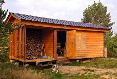 Hozblok with a firewood for a summer residence