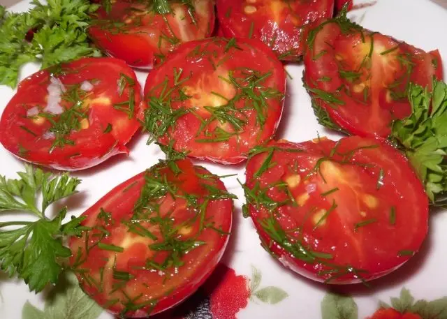 Instant Garlic Marinated Tomatoes