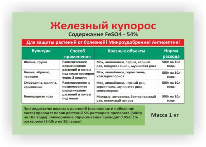 Iron vitriol: application in viticulture (fertilizing, protection against diseases and pests, disinfection) + benefits