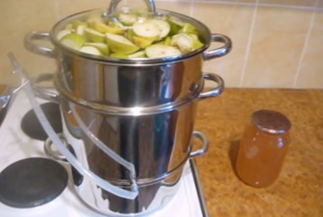 Juice from pumpkin and apples for the winter