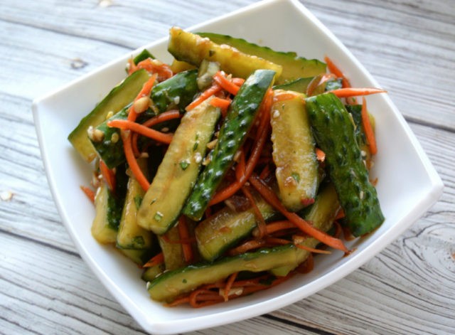 Korean-style cucumber salad with meat: recipes with photos and videos