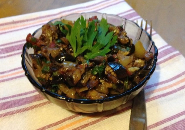 Korean-style eggplant for the winter: without sterilization, with carrots, cabbage, tomatoes