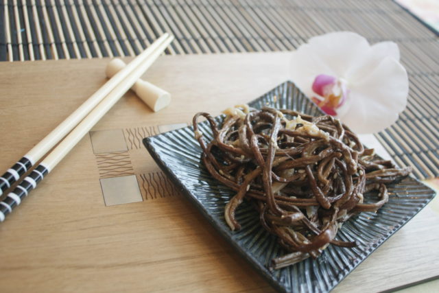 Korean-style fern salad: with carrots, with meat, spicy