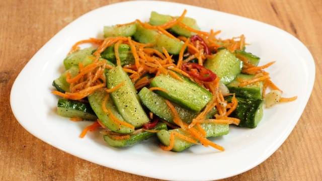 Korean style salted cucumbers with carrots