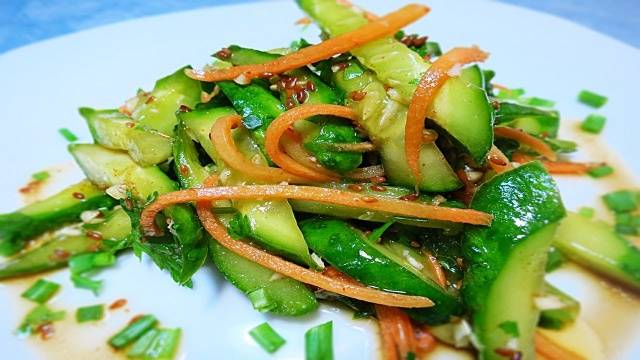 Korean style salted cucumbers with carrots