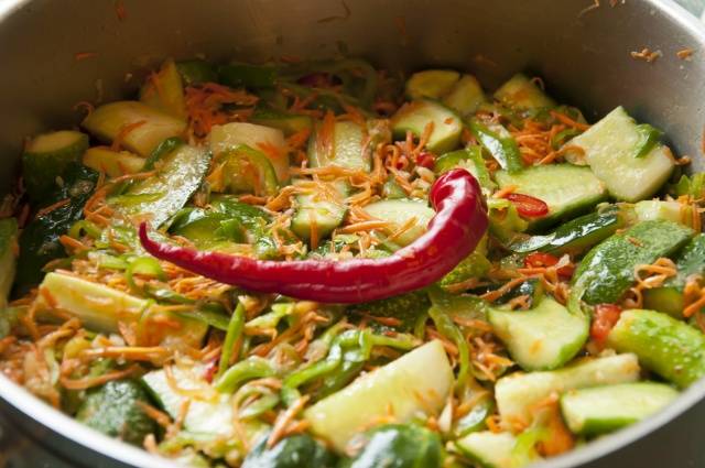 Korean style salted cucumbers with carrots