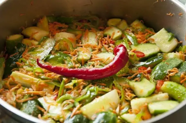 Korean style salted cucumbers with carrots