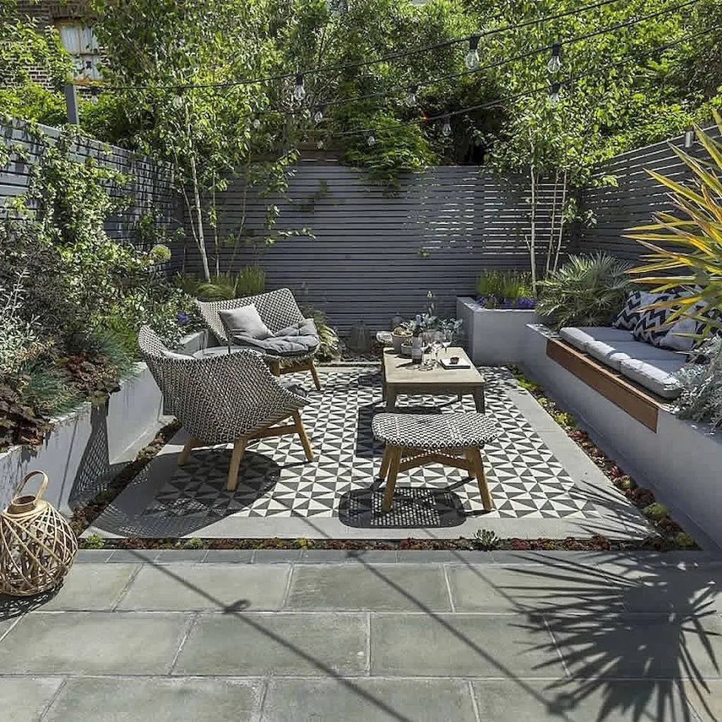 Landscape design of a small courtyard of a private house + photo 