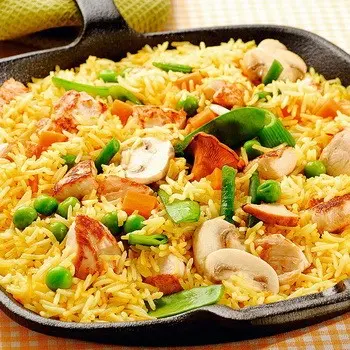 Lean pilaf with different mushrooms