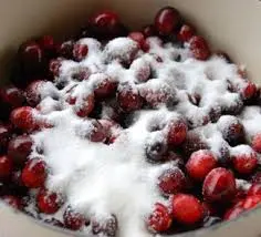 Lingonberries mashed with sugar