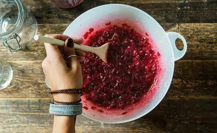 Lingonberries mashed with sugar