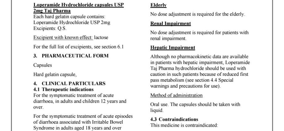 Loperamide &#8211; use, composition, contraindications, dosage