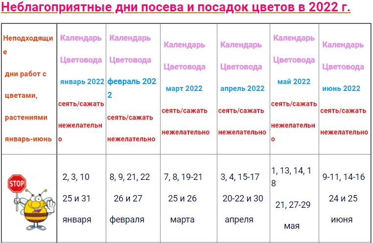 Lunar calendar florist for April 2022