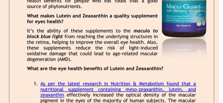 Lutein for the eyes &#8211; what properties does it have?