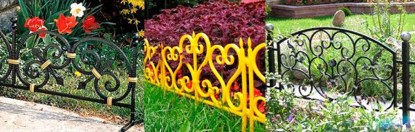 Metal fences for flower beds: examples of metal fences