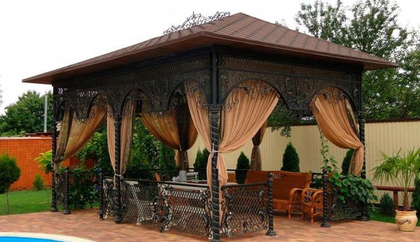 Metal gazebos: types of welded frame structures, projects and drawings for the construction of summer garden pavilions