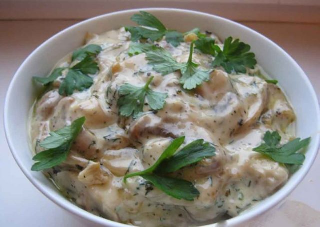 Milk mushrooms with sour cream: with onions, garlic, eggs and meat, the best recipes