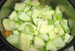 Mother-in-law tongue from zucchini with tomato paste