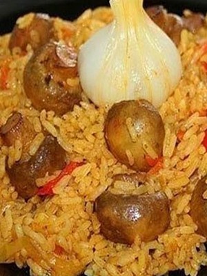 Mushroom dishes with rice