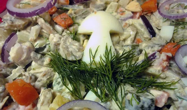 Mushroom salads with champignons: simple recipes