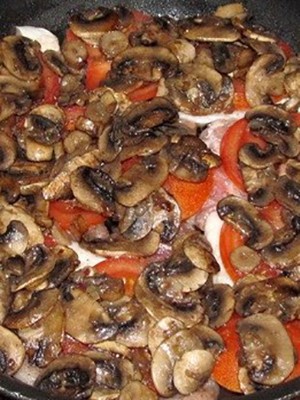 Mushrooms cooked in a pan