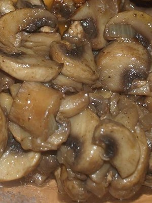 Mushrooms cooked in a pan