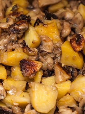 Mushrooms cooked in a pan