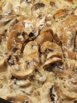 Mushrooms cooked in a pan