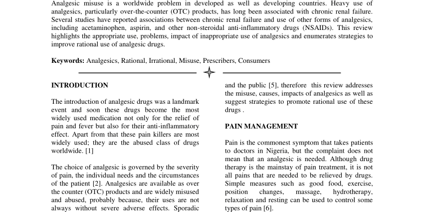 National Analgesic Drug Knowledge Test &#8211; summary