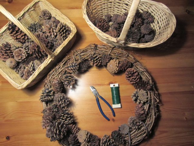 New Years (Christmas) wreath of cones: photo, do-it-yourself master classes