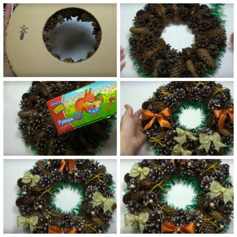 New Years (Christmas) wreath of cones: photo, do-it-yourself master classes