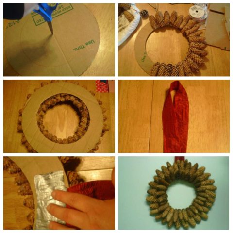 New Years (Christmas) wreath of cones: photo, do-it-yourself master classes