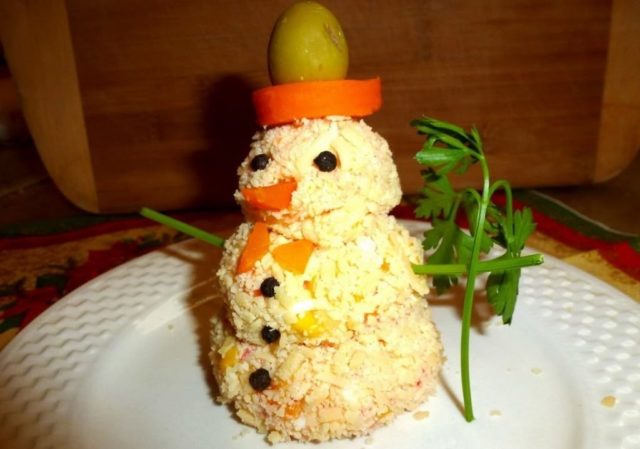 New Years salad Snowman: 9 recipes with photos